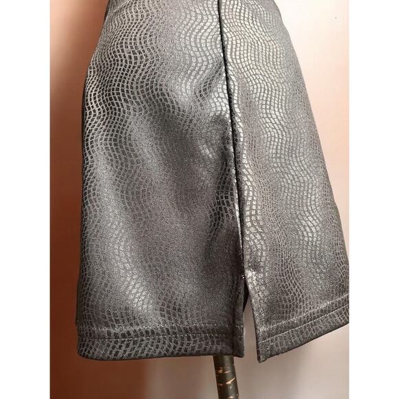 Vintage 90s Faux Leather Mini Skirt | 1990s Embossed Reptile Print A‑Line Cheer - Picture 6 of 7